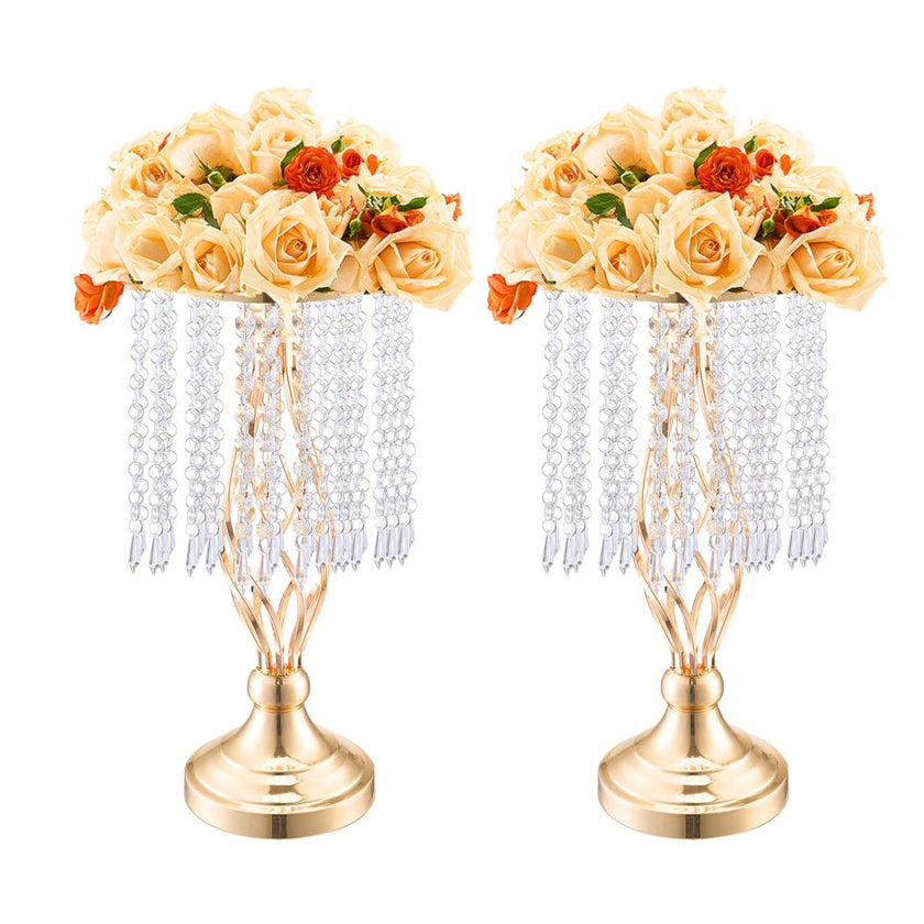 VEVOR 20PCS 43cm/16.9” Tall Crystal Wedding Flower Stand Vase for Party Decor