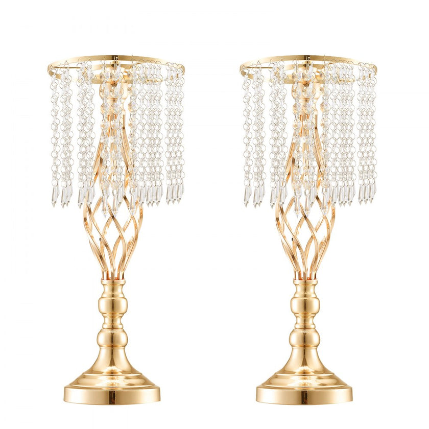VEVOR 12PCS 49cm/19.3” Tall Crystal Wedding Flower Stand Vase for Party Decor