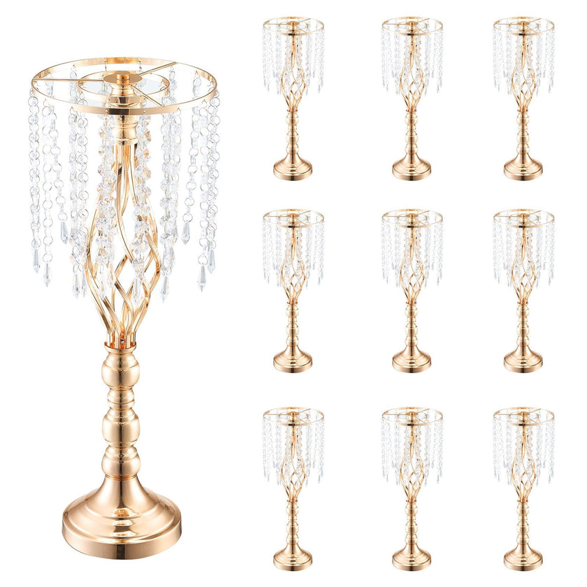 VEVOR 10PCS 55cm/21.65” Tall Crystal Wedding Flower Stand Vase for Party Decor