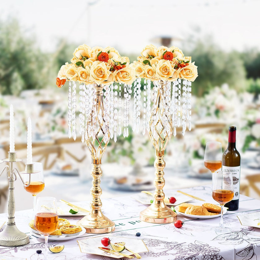 VEVOR 2PCS 55cm/21.65” Tall Crystal Wedding Flower Stand Vase for Party Decor