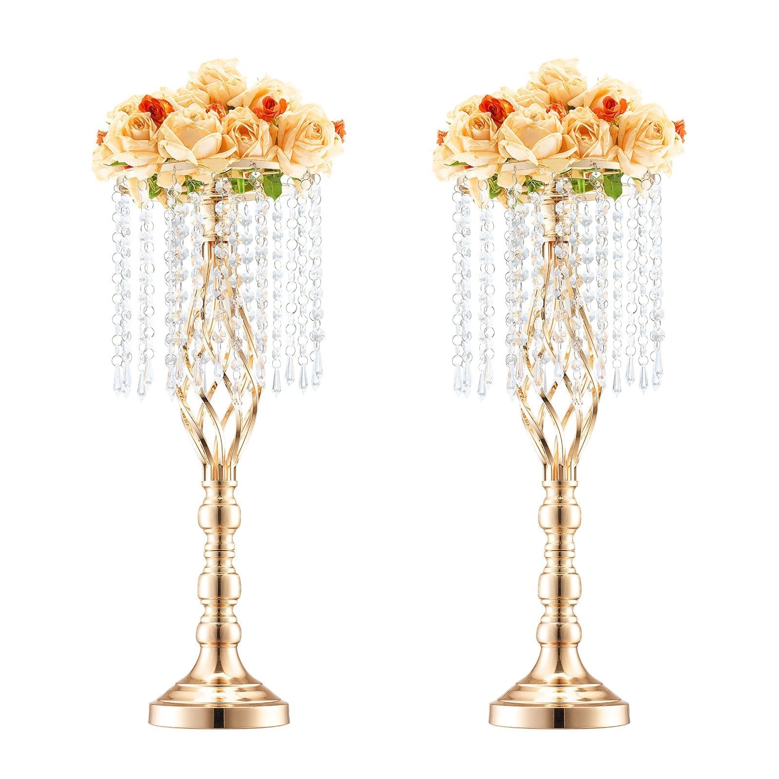 VEVOR 2PCS 55cm/21.65” Tall Crystal Wedding Flower Stand Vase for Party Decor