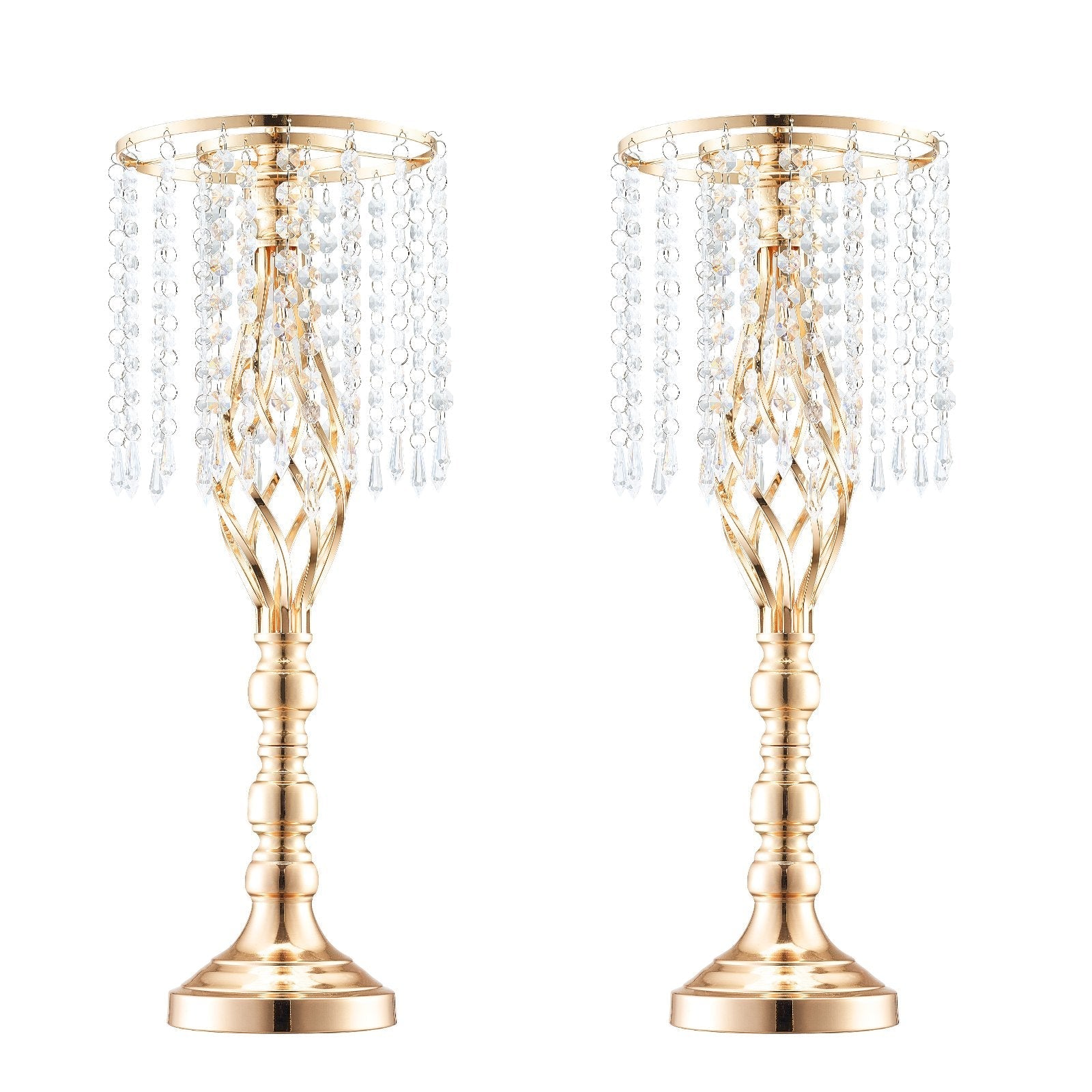 VEVOR 2PCS 55cm/21.65” Tall Crystal Wedding Flower Stand Vase for Party Decor