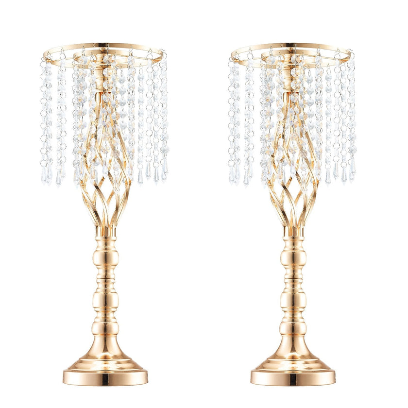 VEVOR 2PCS 55cm/21.65” Tall Crystal Wedding Flower Stand Vase for Party Decor