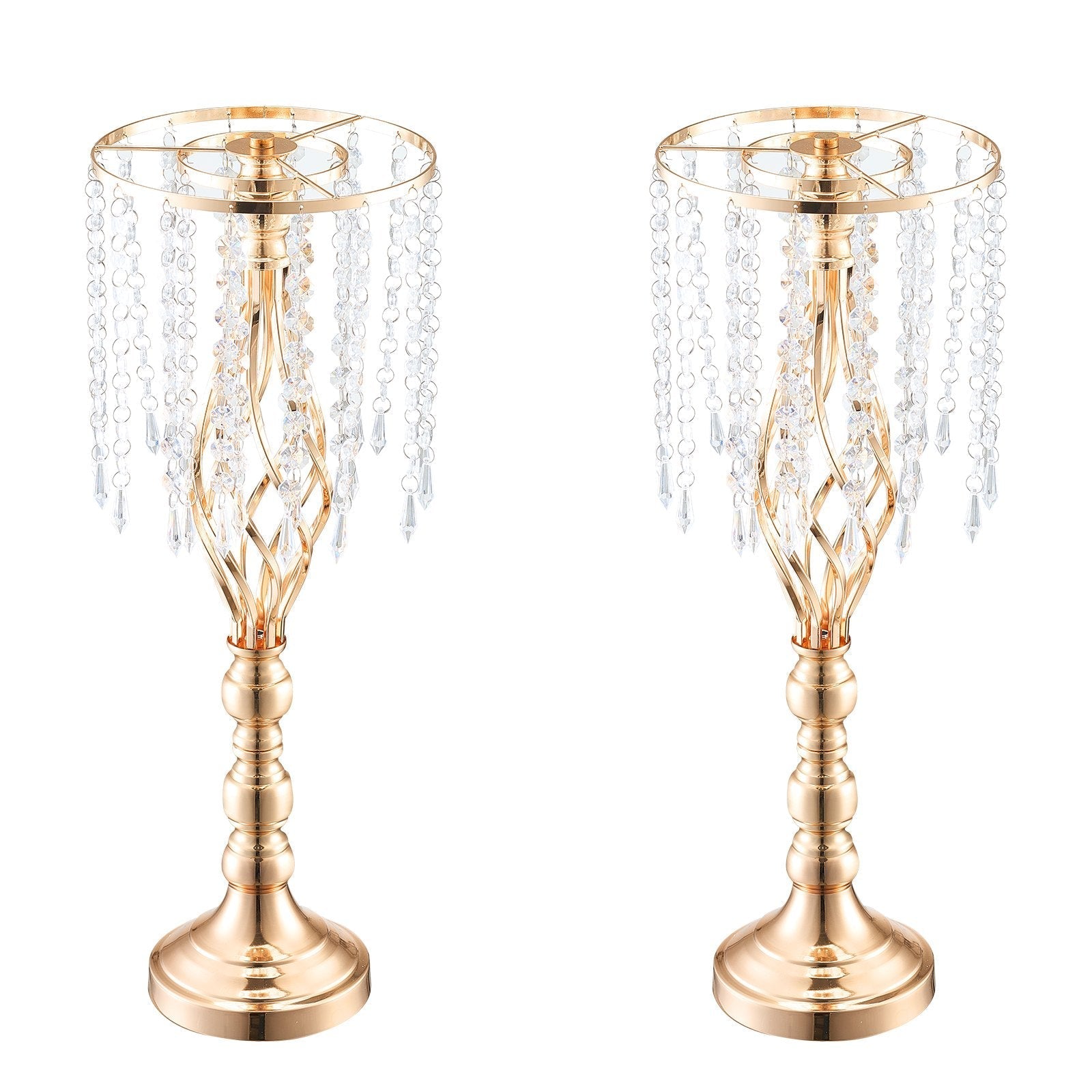 VEVOR 2PCS 55cm/21.65” Tall Crystal Wedding Flower Stand Vase for Party Decor