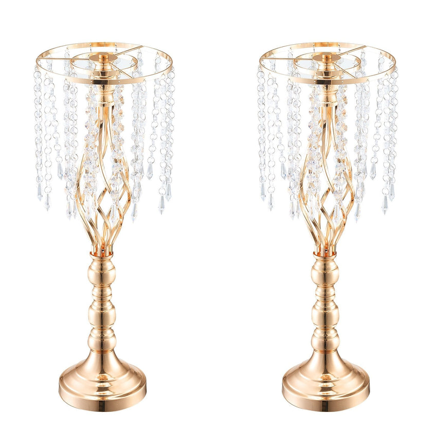 VEVOR 2PCS 55cm/21.65” Tall Crystal Wedding Flower Stand Vase for Party Decor
