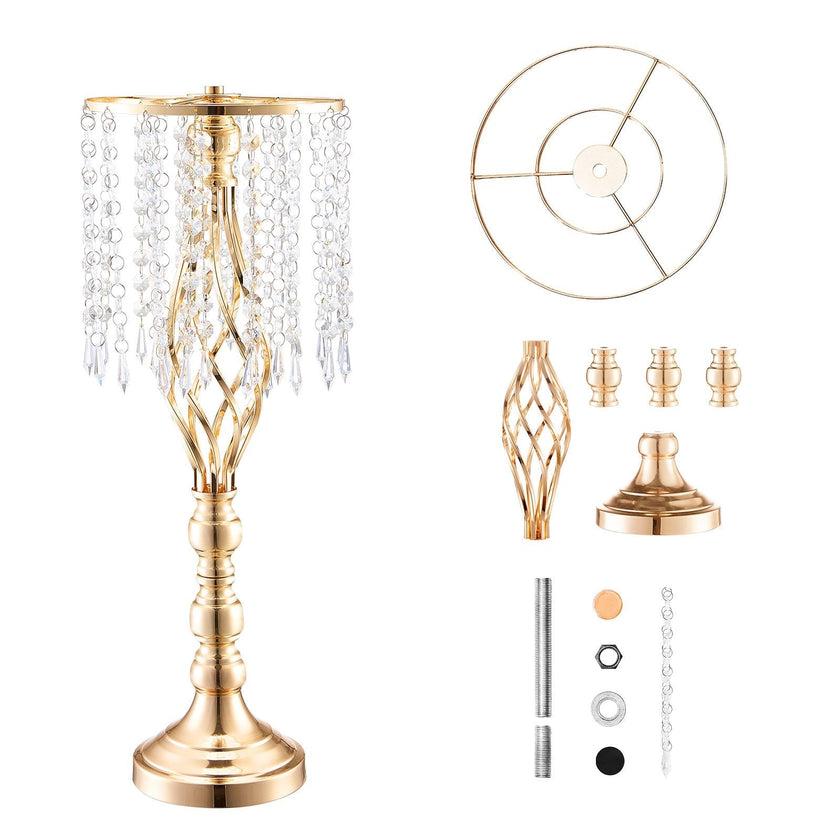 VEVOR 2PCS 55cm/21.65” Tall Crystal Wedding Flower Stand Vase for Party Decor