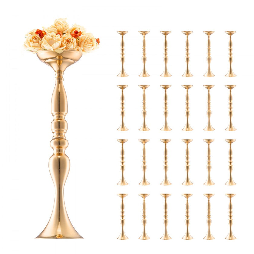 VEVOR 24PCS 50cm/19.7” Wedding Flower Vase Metal Gold Floral Stand for Table