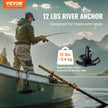 VEVOR River Anchor, 12 LBS Boat Anchor Cast Iron Black Vinyl-Coated with Shackle, Marine Grade Mushroom Anchor for Boats Up To 10 ft, Impressive Holding Power in River and Mud Bottom Lakes
