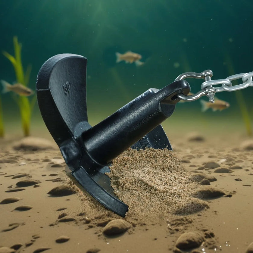 VEVOR River Anchor, 30 LBS Boat Anchor Cast Iron Black Vinyl-Coated, Marine Grade Mushroom Anchor for Boats Up To 30 ft, Impressive Holding Power in River and Mud Bottom Lakes