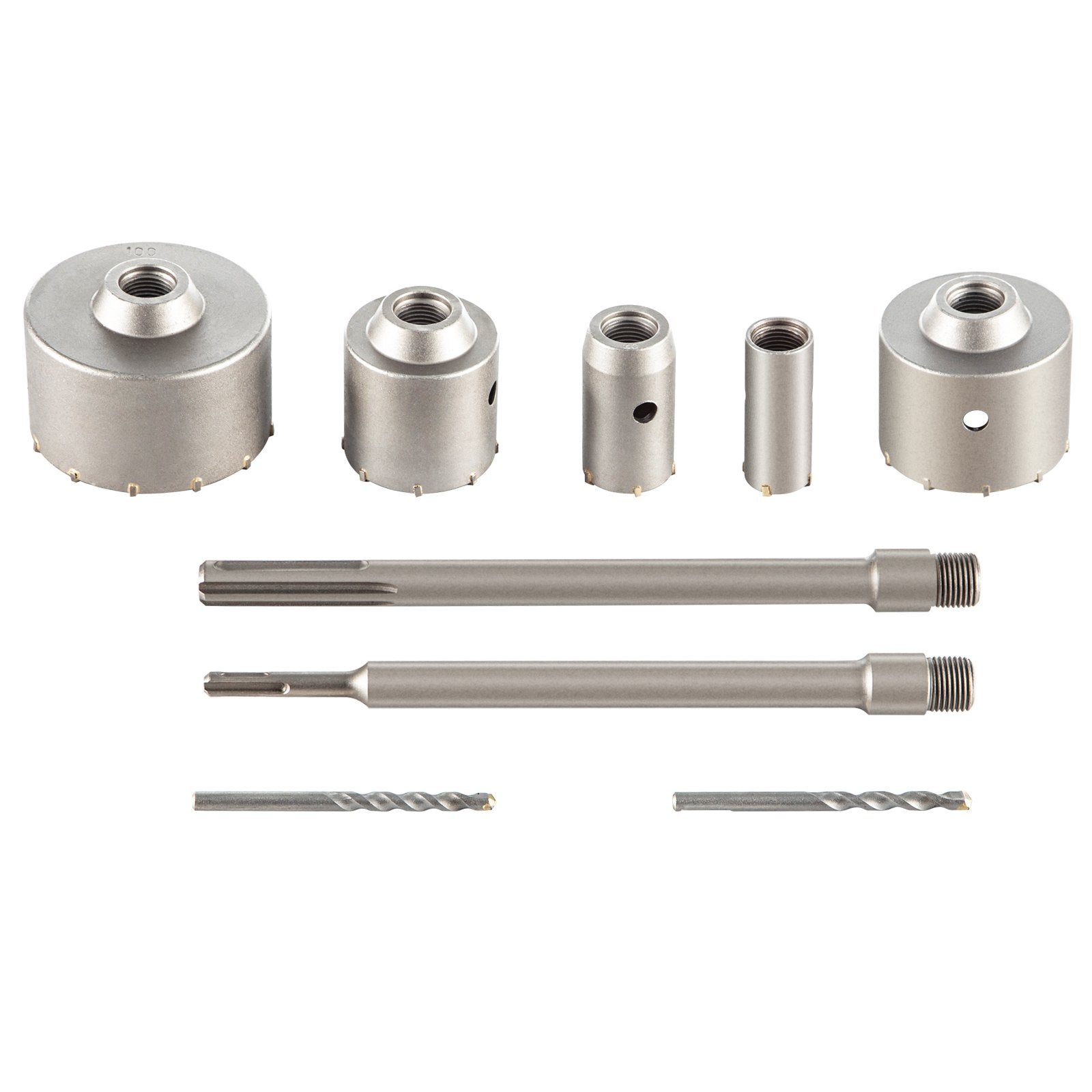 VEVOR Concrete Hole Saw Kit, 30/40/65/80/100mm Drill Bit Set SDS Plus or SDS Max Shank Wall Hole Cutter with 11.8