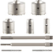 VEVOR Concrete Hole Saw Kit, 30/40/65/80/100mm Drill Bit Set SDS Plus or SDS Max Shank Wall Hole Cutter with 300mm Connecting Rod for Brick, Concrete, Cement, Stone Wall, Masonry, Tile