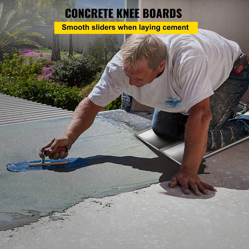 VEVOR Concrete Knee Boards 28'' x 8'' Slider Knee Boards, Kneeler Board Stainless Steel Knee boards, Concrete Board Slider Tools, Pair Moving Sliders with Rouned Conner, for Cement & Concrete Finish
