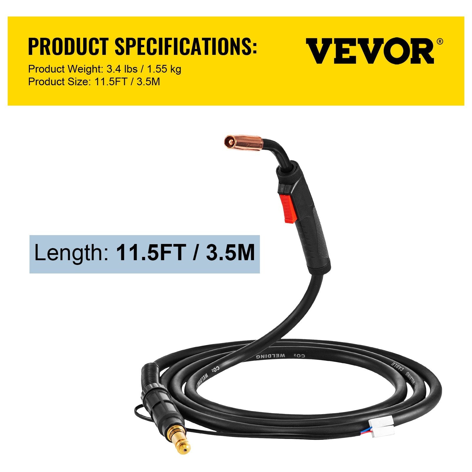 VEVOR 150Amp 11.5Ft Mig Welding Gun fit for Lincoln Welding Torch Stinger Replacement fit for Lincoln Magnum 100L (K530-5) fit 0.025 to 0.45 Inch Wire