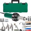 VEVOR Roofing Welder, 14 PCS PVC Welding Gun, 1600W PVC Welder With Case, 120V PVC Heat Gun, Plastic Welder w/ Mica Pipe Heating Core, Stepless Temperature Regulation 104-1112 °F Plastic Welder Kit