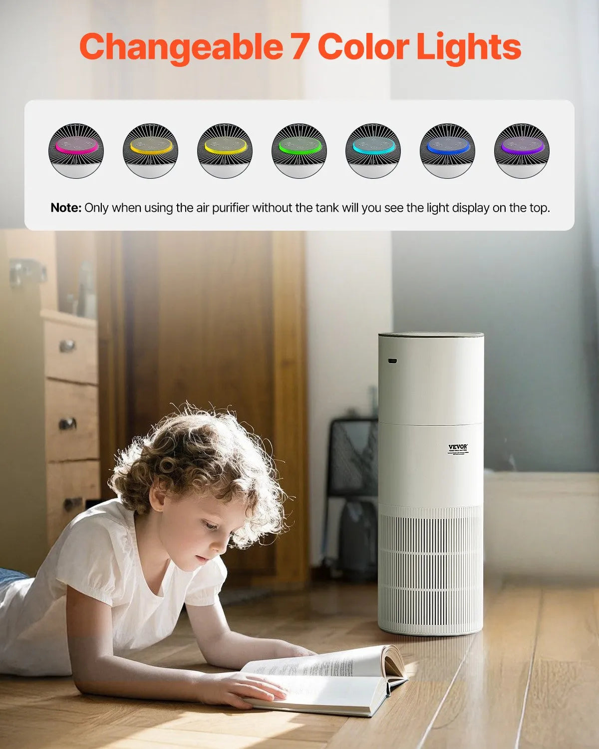 VEVOR Air Purifier 1090 ft²/h True HEPA 11 Filter Air Cleaner for Large Room