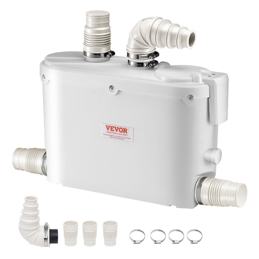 VEVOR Macerator Pump 500W 29 GPM Flow 26 ft Head Lift for Kitchen Basement Sink