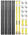 VEVOR E Track Tie-Down Rail Kit, 18PCS 5' E-Tracks Set Includes 4 Steel Rails & 8 O-Ring Anchors & 4 Tie-Offs with D-Ring & 2 Ratchet Straps, Securing Accessories for Cargo Motorcycles Bikes, 2000 lbs