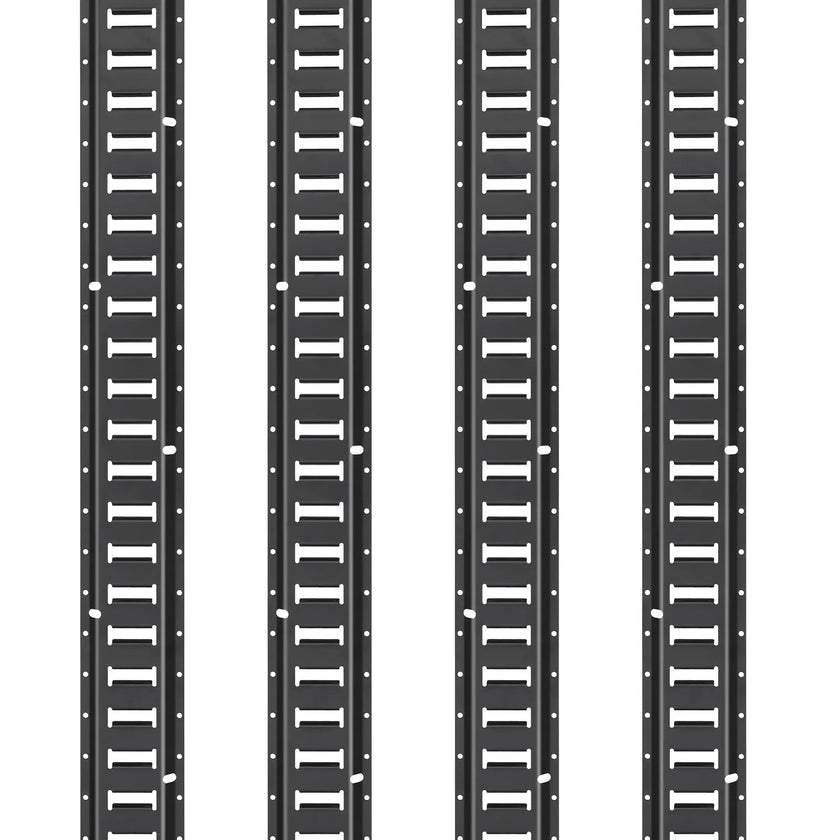 VEVOR E Track Tie-Down Rail Kit, 18PCS 5' E-Tracks Set Includes 4 Steel Rails & 8 O-Ring Anchors & 4 Tie-Offs with D-Ring & 2 Ratchet Straps, Securing Accessories for Cargo Motorcycles Bikes, 2000 lbs