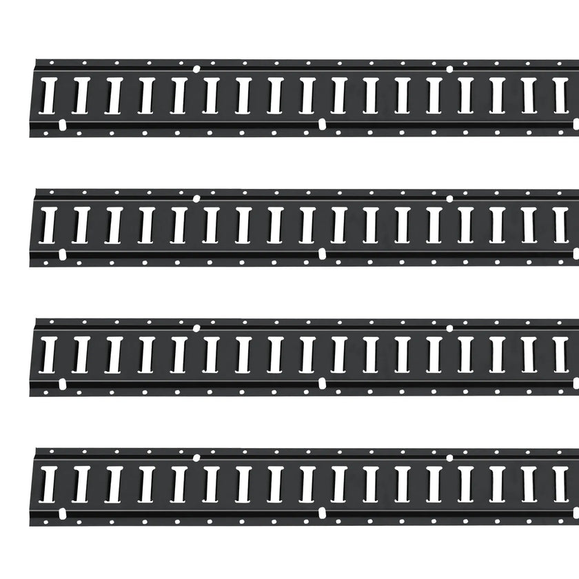 VEVOR E Track Tie-Down Rail Kit, 18PCS 5' E-Tracks Set Includes 4 Steel Rails & 8 O-Ring Anchors & 4 Tie-Offs with D-Ring & 2 Ratchet Straps, Securing Accessories for Cargo Motorcycles Bikes, 2000 lbs