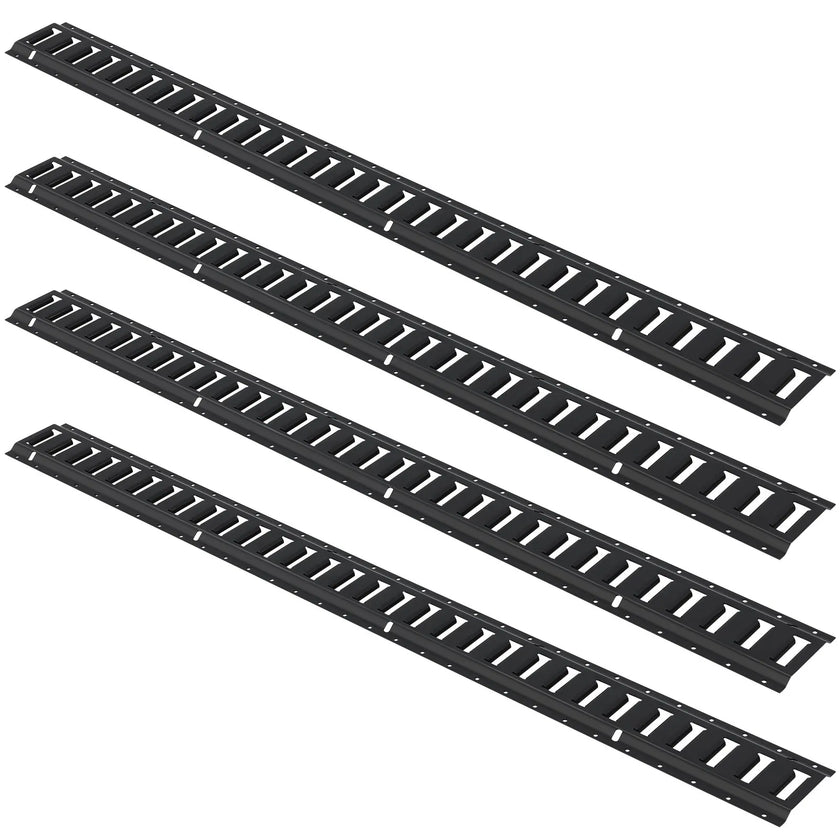 VEVOR E Track Tie-Down Rail Kit, 18PCS 5' E-Tracks Set Includes 4 Steel Rails & 8 O-Ring Anchors & 4 Tie-Offs with D-Ring & 2 Ratchet Straps, Securing Accessories for Cargo Motorcycles Bikes, 2000 lbs