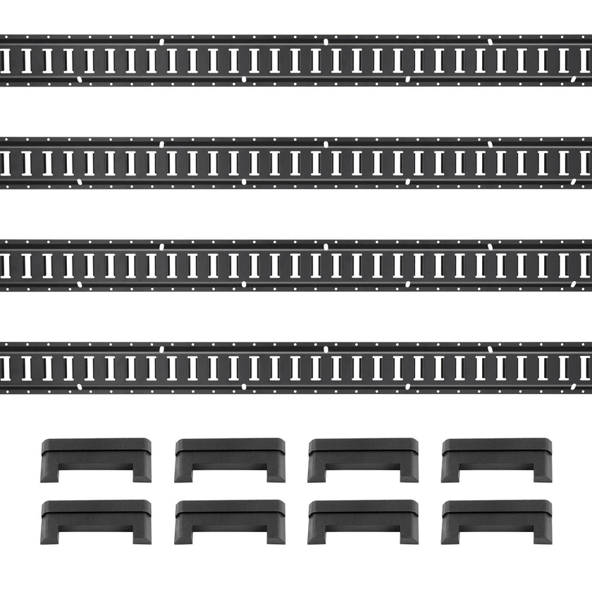 VEVOR E Track Tie Down Rail Kit, 2' Steel Rails, 4 Pack, Secure Cargo & Heavy Loads Up to 2000 lbs, Heavy Duty Etrack Rails with Screws for Garages, Vans, Trailers, Motorcycle Tie Downs, ATV Mountings