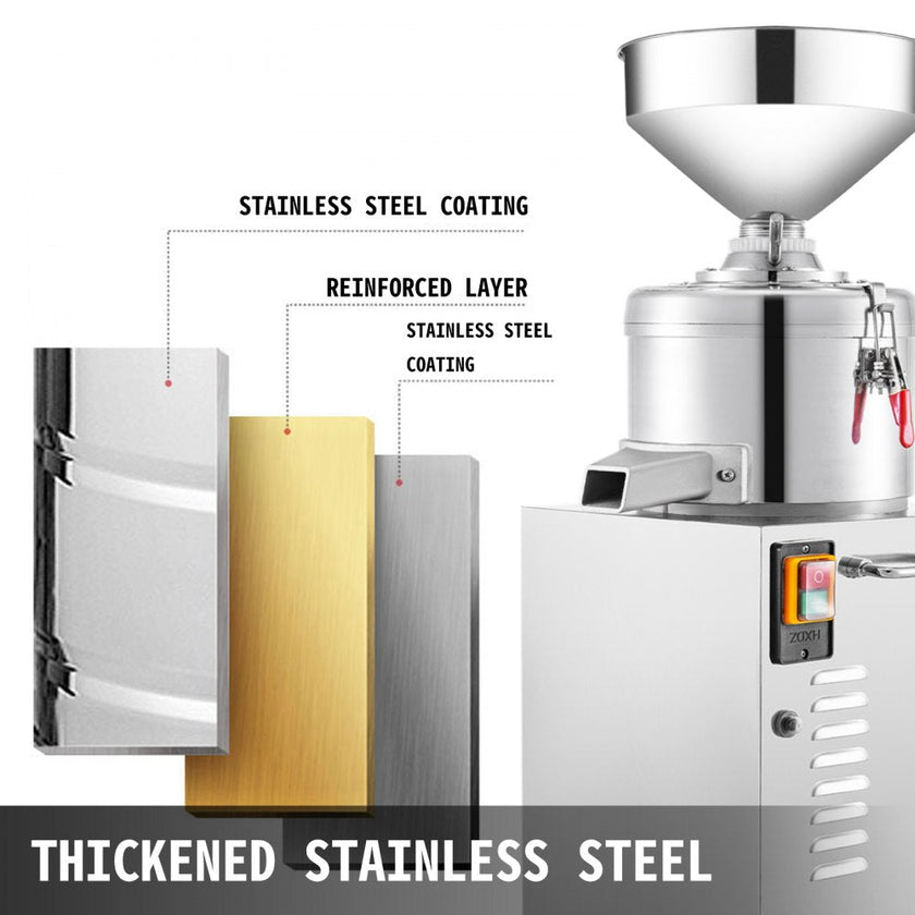 VEVOR Commercial Peanut Butter Maker 15 Kg/h, Electric Peanut Butter Maker 2850 r/min Stainless Steel, Peanut Butter Maker Machine 1100w for Peanut Sesame Walnut Butter