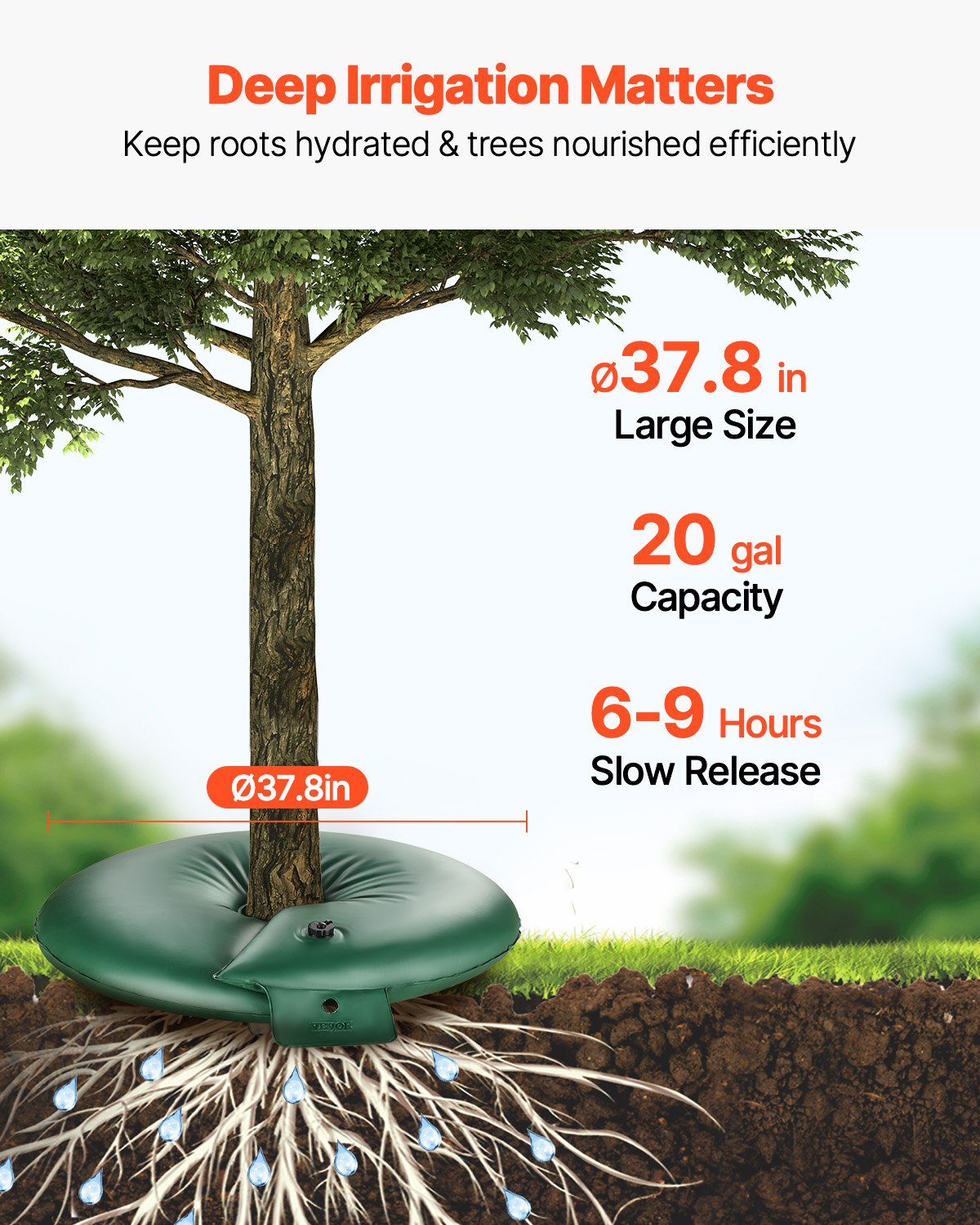 VEVOR Tree Watering Ring 4 Packs 20 Gallons Slow Release Tree Water Bag Durable