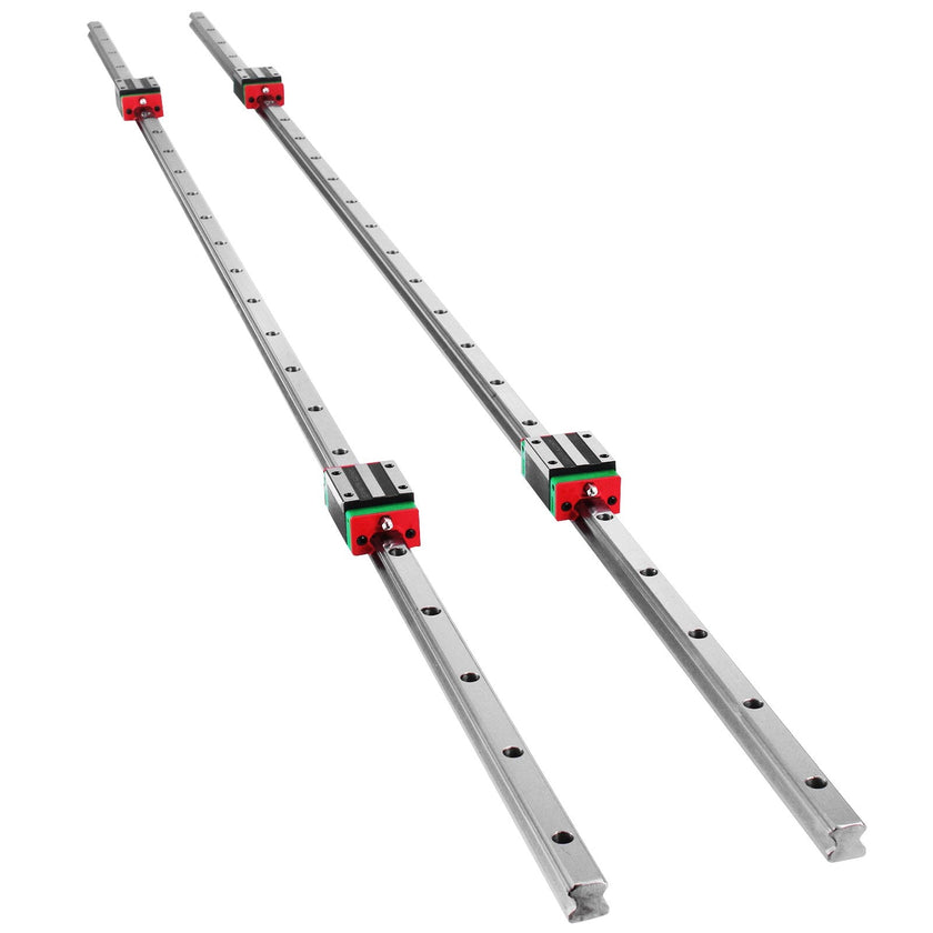 VEVOR 2 x HSR 15-1500 mm Linear Guideway Rail with 4Pcs Pillow Block Carriage Bearing Block for 15 mm Slotted Block Square Block Linear Rail Routers CNC Set
