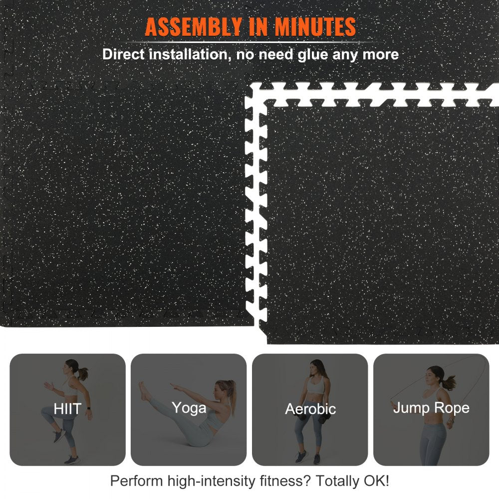 VEVOR 12 PCS 1/2 inch Thick Gym Floor Mats, 24