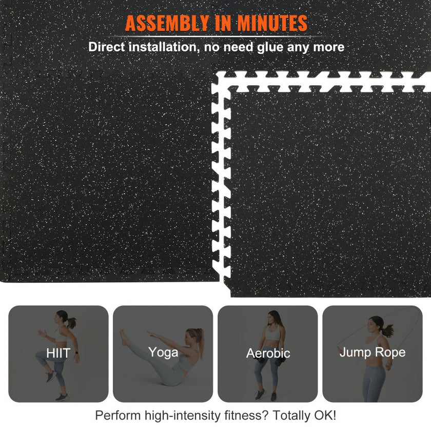VEVOR 12 PCS 1/2 inch Thick Gym Floor Mats, 24