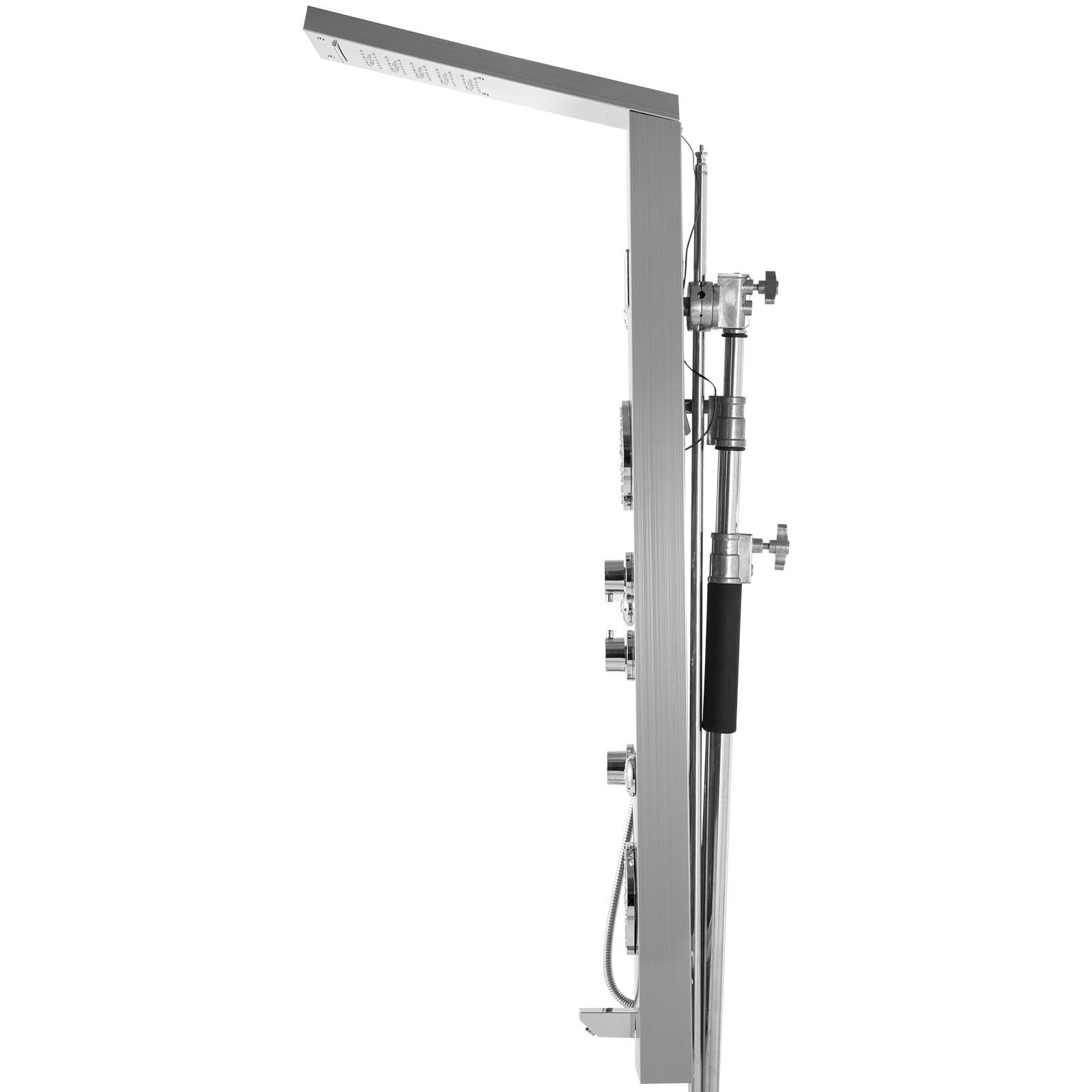 Happybuy 6 in 1 Shower Tower Panel Stainless Steel LED Display Wall Mounted Shower Panel System Panel Rainfall Massage Jets Waterfall Bathroom Shower Tower (Silver Color)