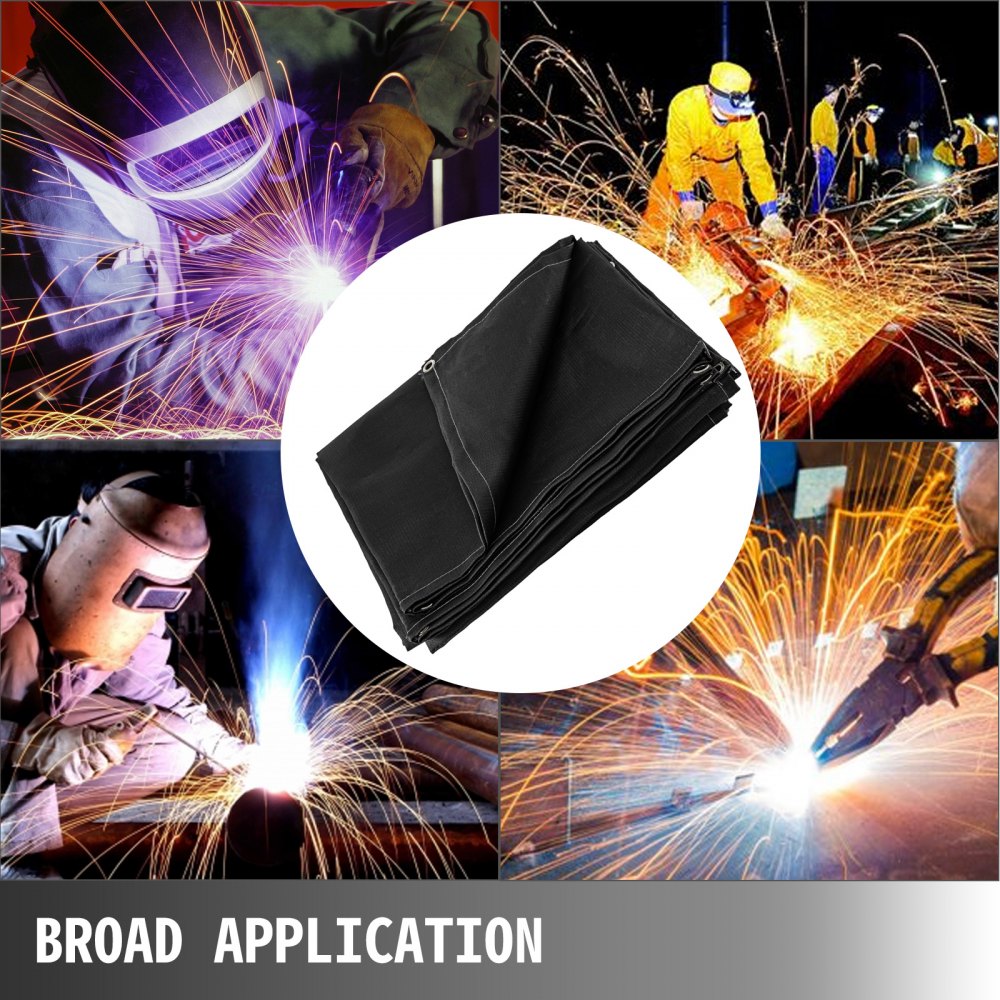 VEVOR 6 x 10 Ft Welding Blanket Black Fiberglass Blanket Portable Fiberglass Fire Retardant Blanket Welding Mat Welding Fireproof Thermal Resistant Insulation With Carry Bag