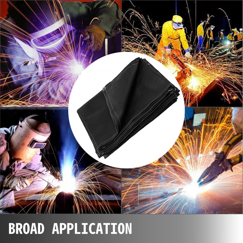 VEVOR 6 x 10 Ft Welding Blanket Black Fiberglass Blanket Portable Fiberglass Fire Retardant Blanket Welding Mat Welding Fireproof Thermal Resistant Insulation With Carry Bag