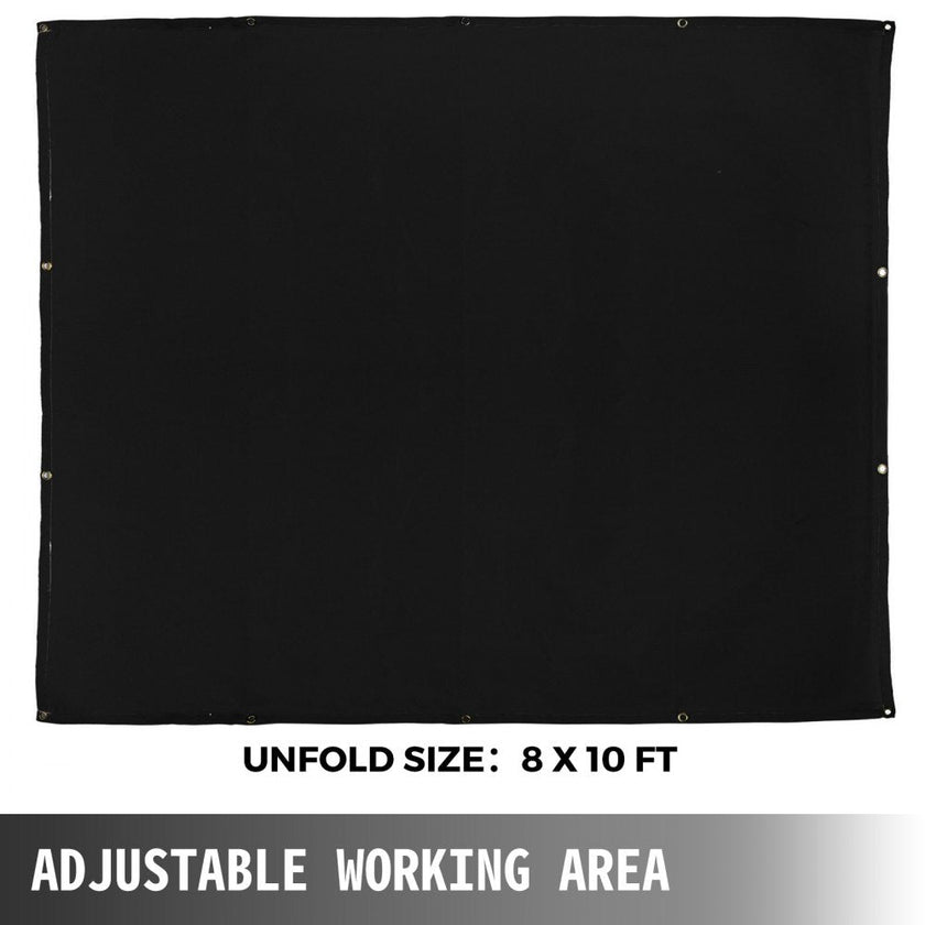 VEVOR 8 x 10 Ft Welding Blanket Black Fiberglass Blanket Portable Fiberglass Fire Retardant Blanket Welding Mat Welding Fireproof Thermal Resistant Insulation With Carry Bag
