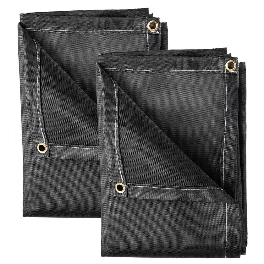 VEVOR Fire Blankets, 2 Pack Welding Blankets, 6' x 10'?Fire Suppression Blanket, 1022?°F Flame Retardant Blanket, Black?Fire Emergency Blankets, Fiberglass Fire Retardant Blanket?with?8?Brass Grommets