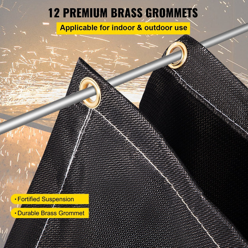 VEVOR Fire Blankets, 2 Pack Welding Blankets, 8' x 10'?Fire Suppression Blanket, 1022°F Flame Retardant Blanket, Black?Fire Emergency Blankets, Fiberglass Fire Retardant Blanket?with?12?Brass Grommets