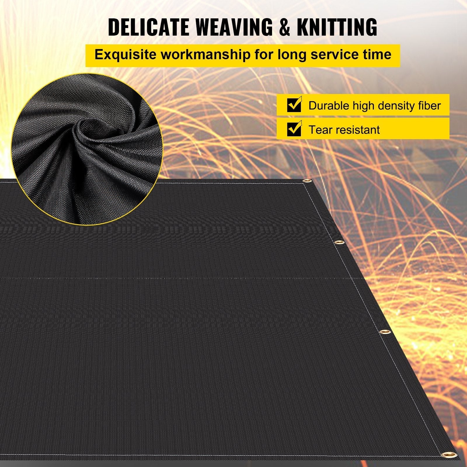 VEVOR Fire Blankets, 2 Pack Welding Blankets, 8' x 10'?Fire Suppression Blanket, 1022°F Flame Retardant Blanket, Black?Fire Emergency Blankets, Fiberglass Fire Retardant Blanket?with?12?Brass Grommets