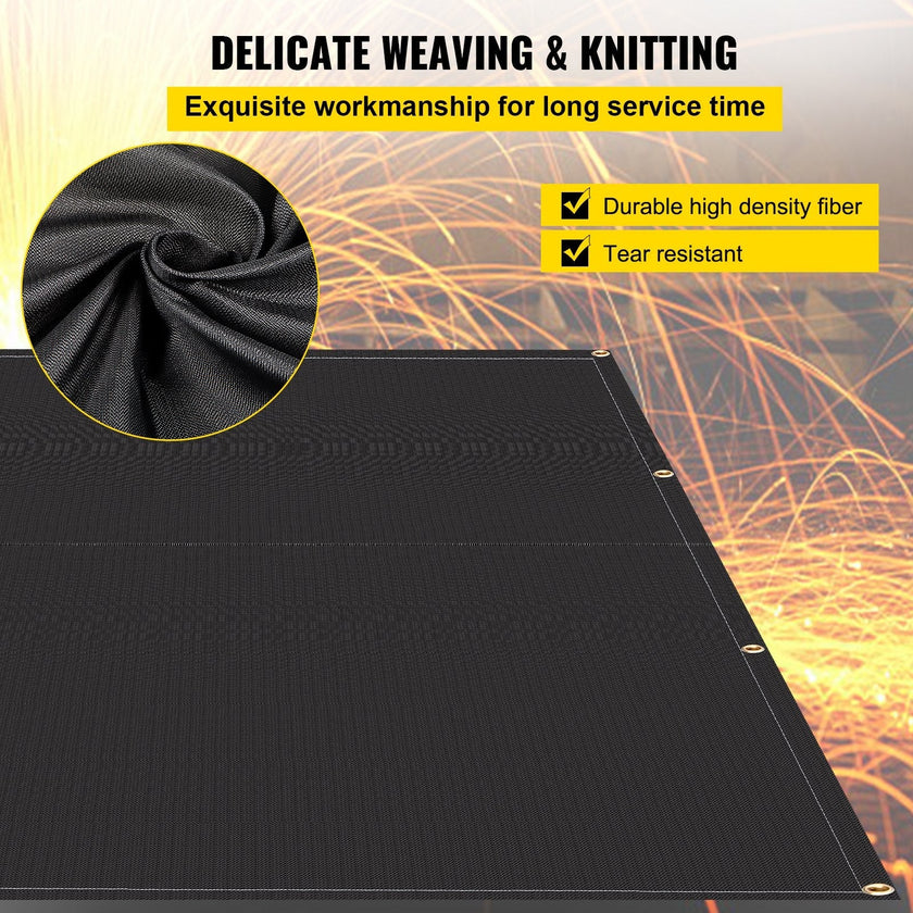 VEVOR Fire Blankets, 2 Pack Welding Blankets, 8' x 10'?Fire Suppression Blanket, 1022°F Flame Retardant Blanket, Black?Fire Emergency Blankets, Fiberglass Fire Retardant Blanket?with?12?Brass Grommets