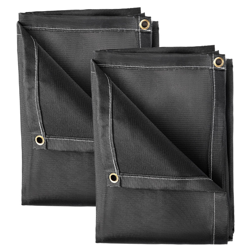VEVOR Fire Blankets, 2 Pack Welding Blankets, 8' x 10'?Fire Suppression Blanket, 1022°F Flame Retardant Blanket, Black?Fire Emergency Blankets, Fiberglass Fire Retardant Blanket?with?12?Brass Grommets