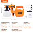 VEVOR Paint Sprayer, 500W Electric Spray Paint Gun with 10FT Air Hose, 1300ml Container and 3 Spray Patterns, 4 Nozzles, HVLP Spray Gun for House Painting Home Interior & Exterior Walls, Fence