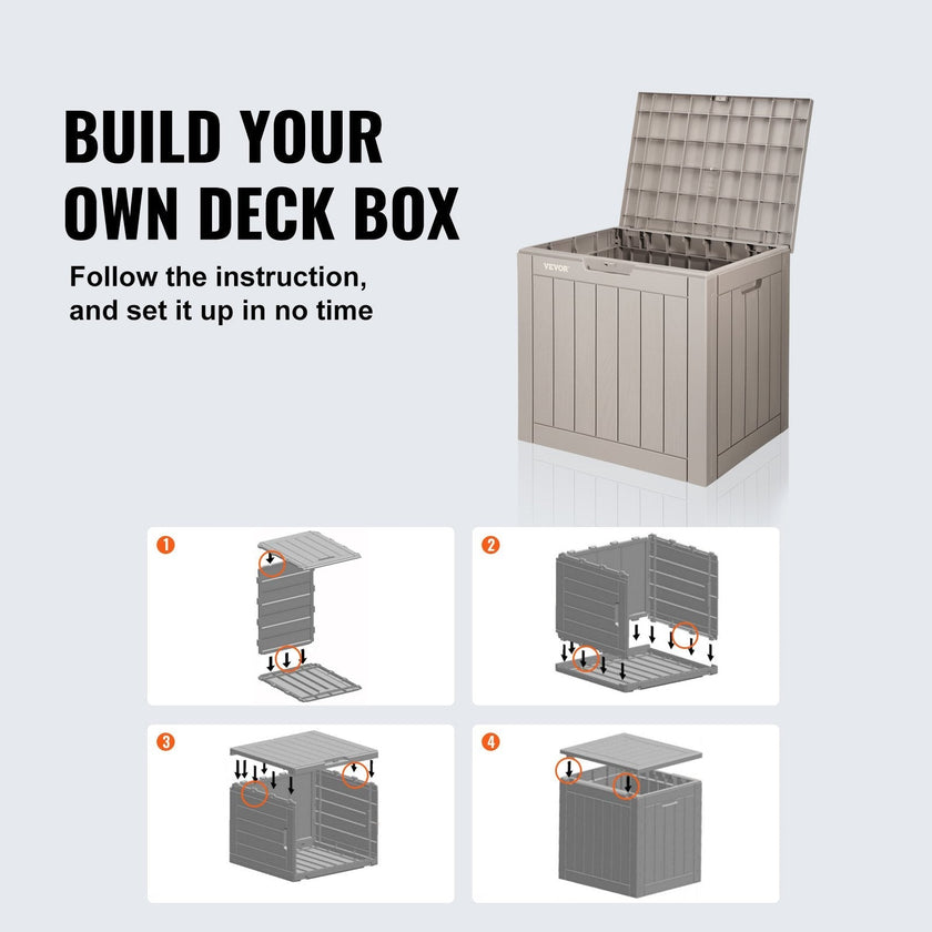 VEVOR Deck Box, 31 Gallon Outdoor Storage Box, 22.1
