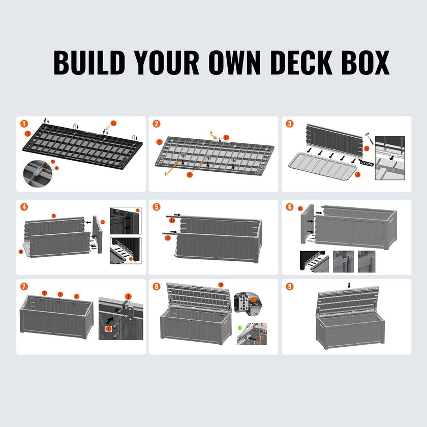 VEVOR Deck Box, 120 Gallon Outdoor Storage Box, 56.3