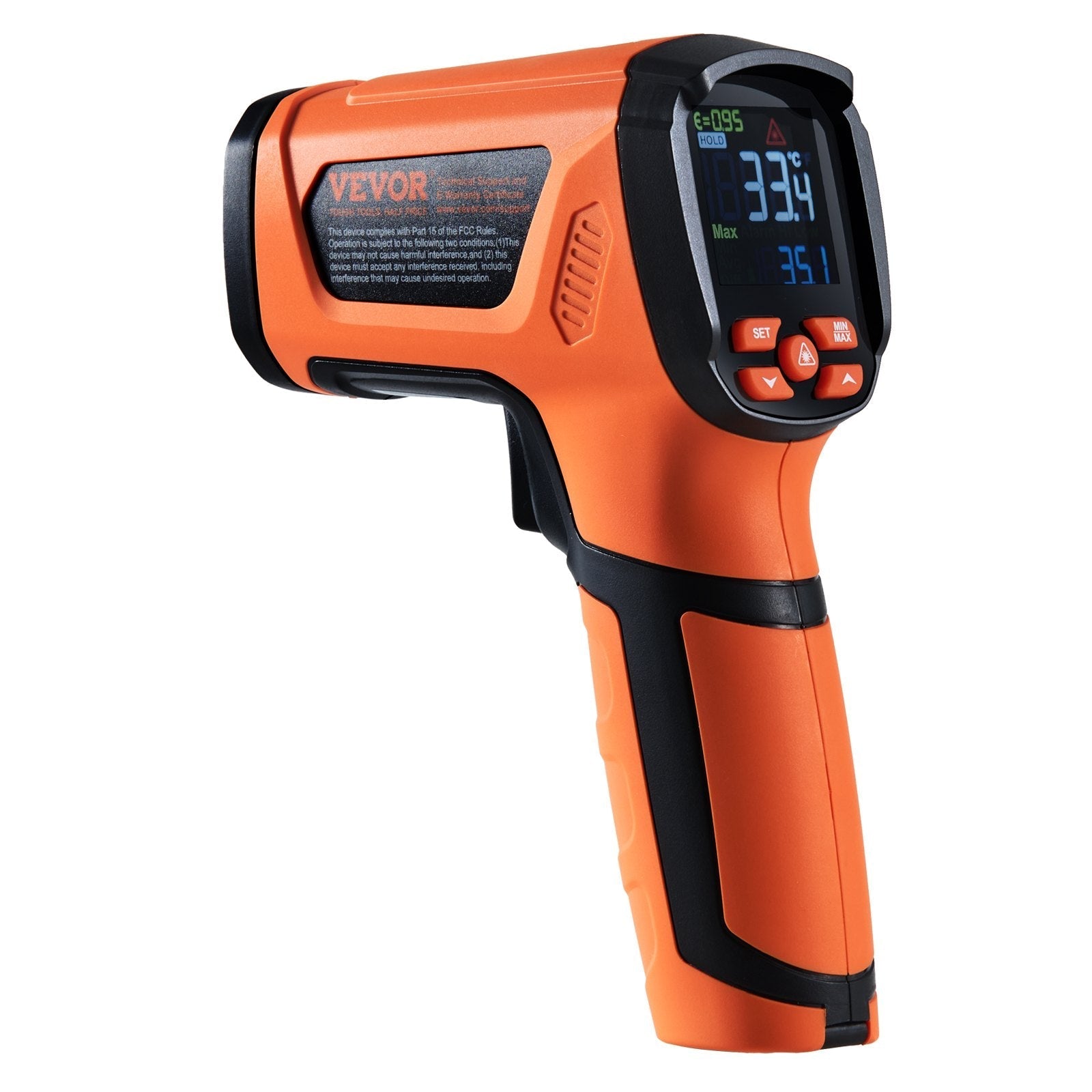 VEVOR Infrared Thermometer, -40~2732°F Dual Laser Temperature Gun Non-Contact, Handheld IR Heat Temperature Gun with Adjustable Emissivity for Metal Smelting/Cooking/Pizza Oven/Engine(Not for Human)