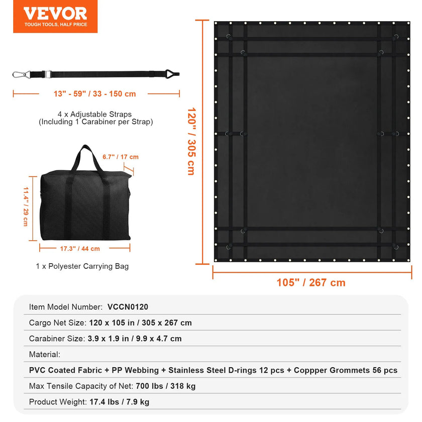 VEVOR Cargo Net Heavy Duty Cargo Net 120