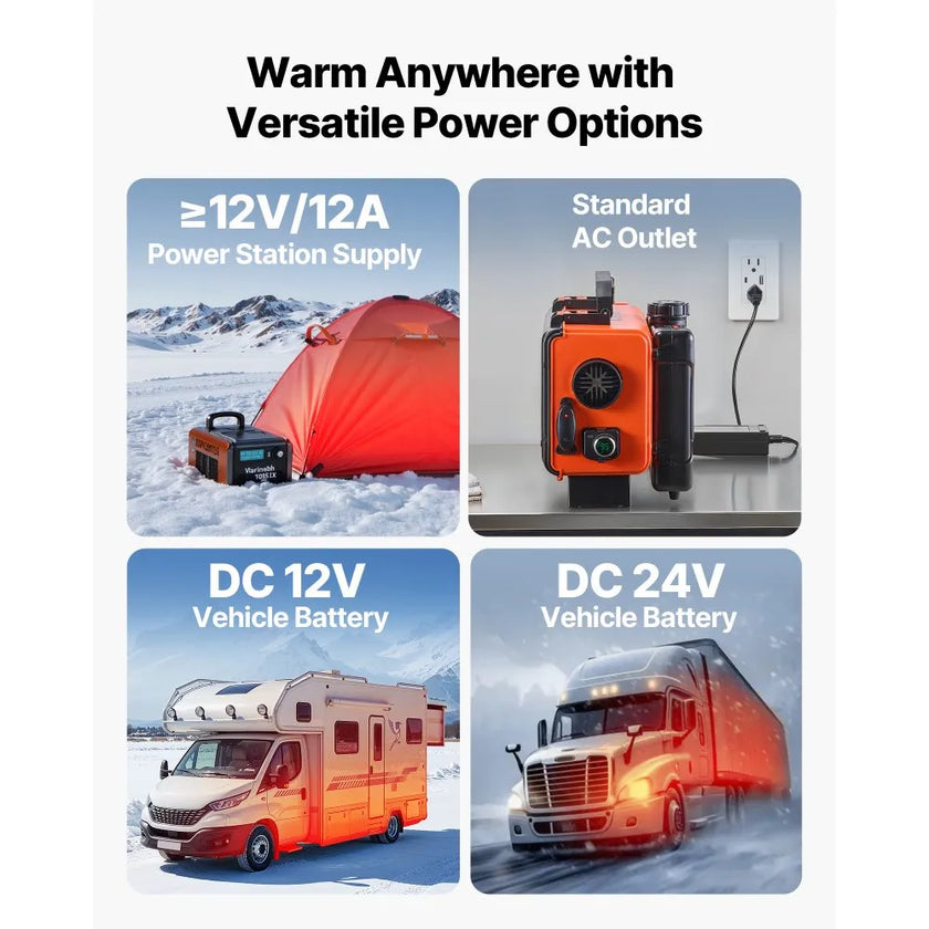 8KW Diesel Air Heater, 12V/24V All-in-One Portable Parking Heater with Remote Control and LCD Screen