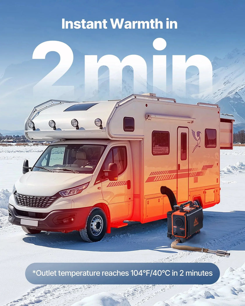 VEVOR Diesel Heater, 8KW, DC 12V/24V, All in One Portable Diesel Air Heater with Remote Control and LCD Screen, Fast Heating Low Noise, 1.2 Gal Fuel Tank for Trucks, Vans, RVs, Campers, and Garages