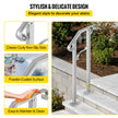 VEVOR Outdoor Stair Railing, Fit 1 or 2 Steps Alloy Metal Handrailing, Front Porch Flexible Transitional Handrail, Arch Step Rail With Installation Kit, for Concrete or Wooden Stairs, Silver