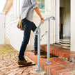 VEVOR Outdoor Stair Railing, Fit 1 or 2 Steps Alloy Metal Handrailing, Front Porch Flexible Transitional Handrail, Arch Step Rail With Installation Kit, for Concrete or Wooden Stairs, Silver