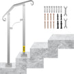 VEVOR Outdoor Stair Railing, Fit 1 or 2 Steps Alloy Metal Handrailing, Front Porch Flexible Transitional Handrail, Arch Step Rail With Installation Kit, for Concrete or Wooden Stairs, Silver
