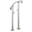 VEVOR Outdoor Stair Railing, Fit 1 or 2 Steps Alloy Metal Handrailing, Front Porch Flexible Transitional Handrail, Arch Step Rail With Installation Kit, for Concrete or Wooden Stairs, Silver